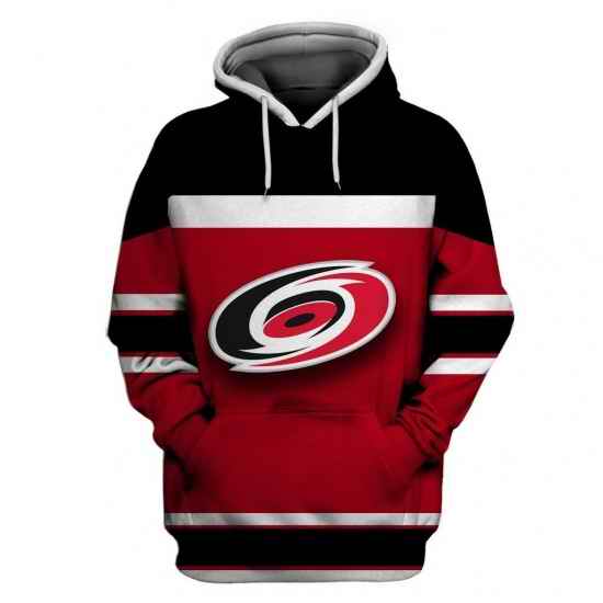 Men Carolina Hurricanes Red Black All Stitched Hooded Sweatshirt
